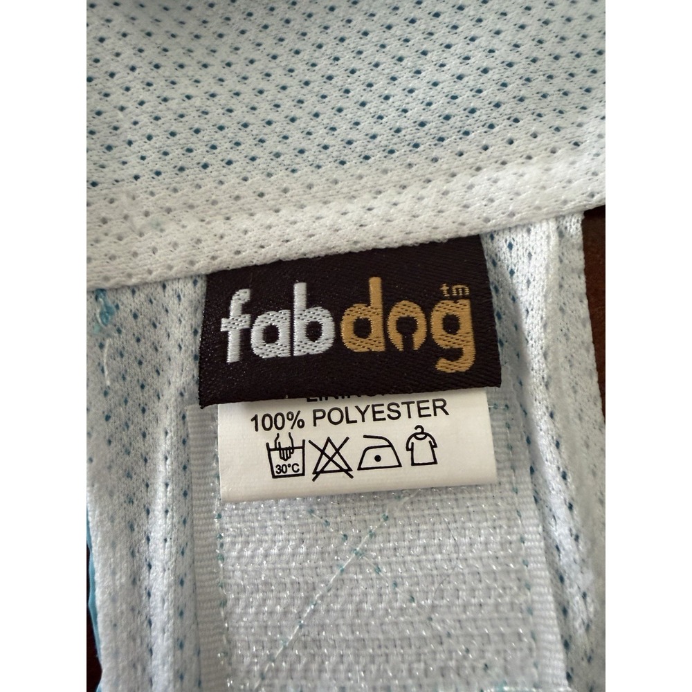 Fabdog lt. blue Packable Nylon hooded Leash hole Waterproof Raincoat Size Medium - Picture 8 of 10